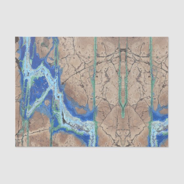 Papel De Seda Azurite Stone Beige e Turquoise (Frente )