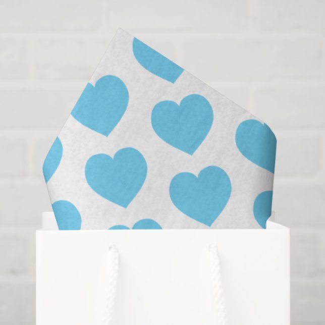 Papel De Seda Baby Blue Hearts Modern Sweet Love Notes Fun (Sacola de presentes)