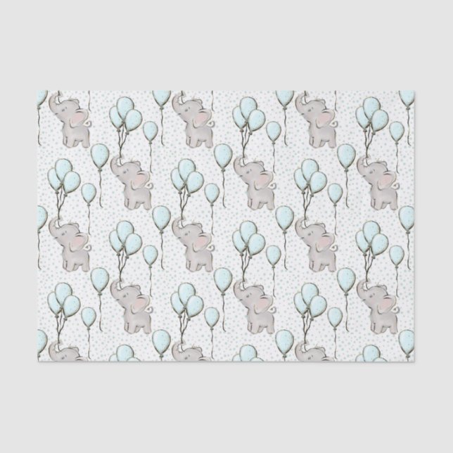Papel De Seda Baby Boy Elephants (Frente )