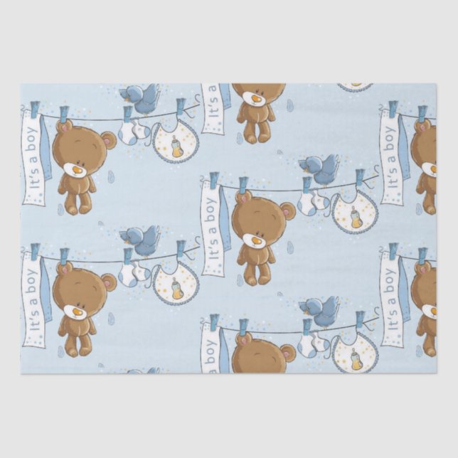 Papel De Seda Baby Boy Teddy Bear (Frente )