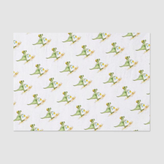 Papel De Seda Baby Dinosaur T-Rex na praia (Frente )