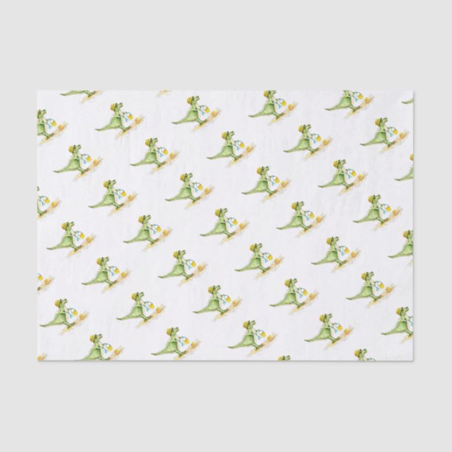 Papel De Seda Baby Dinosaur T-Rex na praia (Frente )