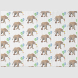 Papel De Seda Baby Elephant green & blue balloon Tissue Paper. 
