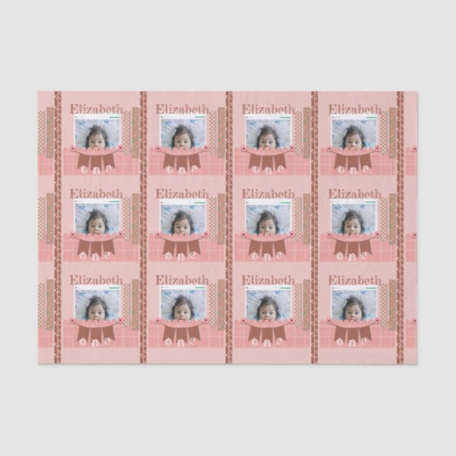 Papel De Seda Baby Girl primeiro aniversario Pink (Frente )
