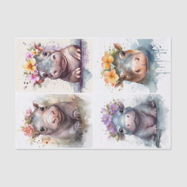 Papel De Seda Baby Hippos (Frente )