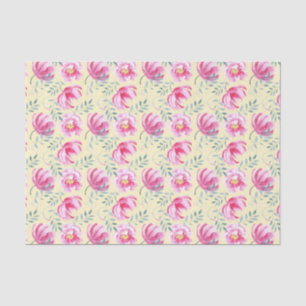 Papel De Seda Baby Pink Watercolor Rosas Ingleses