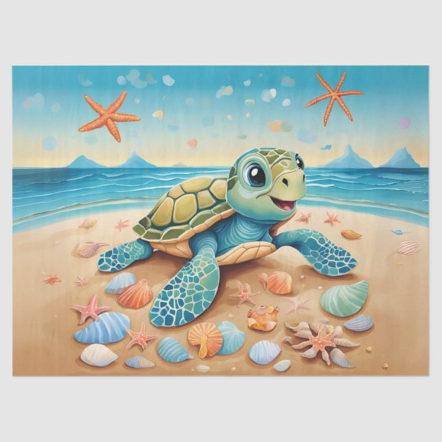 Papel De Seda Baby Sea Turtle Adventure (Frente )