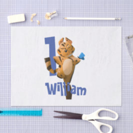 Papel De Seda Baby Tiger Xadrez Primeiro Aniversário