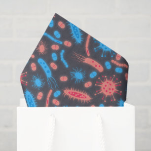Papel De Seda Bactéria Brilhante Microorganismo rosa azul