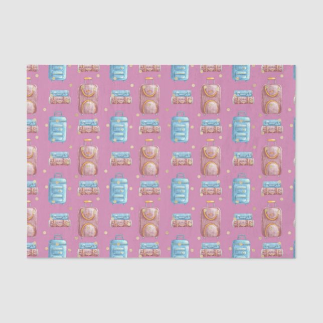 Papel De Seda Bagagem Rosa (Design 78 Série Rosa) (Frente )
