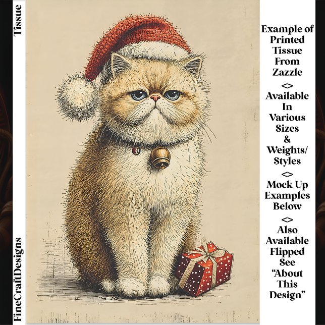Papel De Seda Bah Humbug Grumpy Natal Gato EA9R Decoupage (Criador carregado)