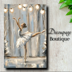 Papel De Seda Bailarina Azul Prata Aquarela Decoupage