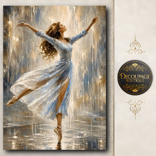 Papel De Seda Bailarina Chuvosa Graciosa em Vestido Azul