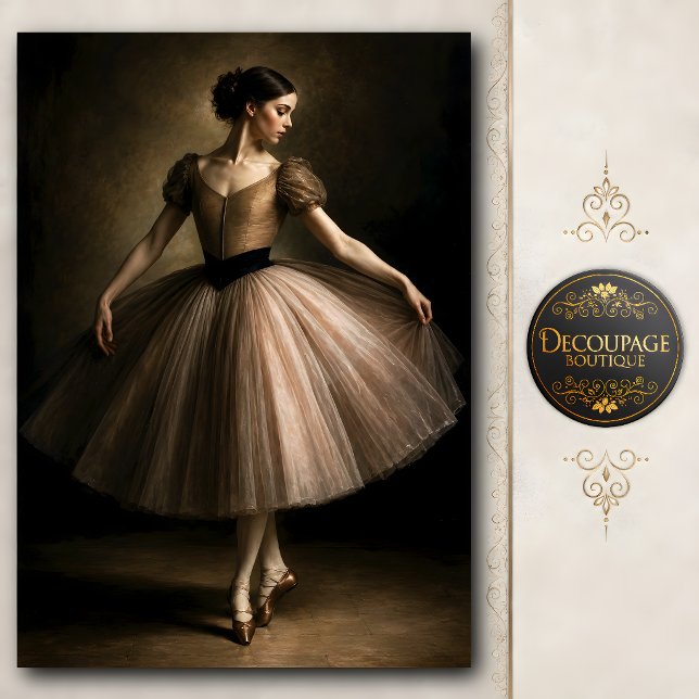 Papel De Seda Bailarina de Tutu de Bronze Arte Fina (Bronze Tutu Ballerina Fine Art Tissue Paper)