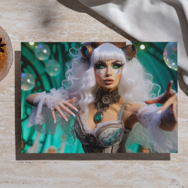 Papel De Seda Bailarina Steampunk Vitoriana Futurista Verde