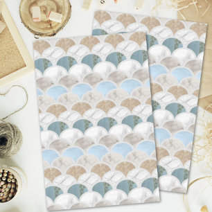 Papel De Seda balanças de sereia pastel branco azul-aqua da prai
