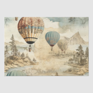Papel De Seda Balão de Vintage Ar Quente em Paisagem Serena (7)