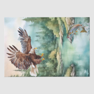 Papel De Seda Bald Eagle Mountain River Trout Watercolor