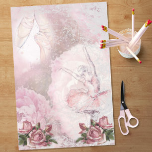 Papel De Seda Balé Ballerina Calçados Rosas Rosa Decoupage