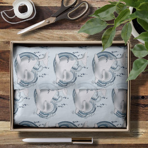 Papel De Seda Baleia Beluga Azul