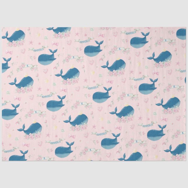 Papel De Seda Baleia Floral Personalizada Caprichosa (Frente )
