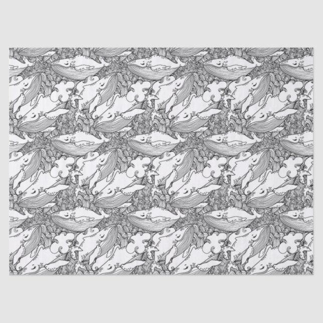 Papel De Seda Baleia-jubarte branca e negra (Frente )