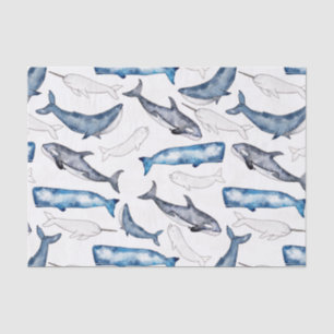 Papel De Seda Baleias de Aquarela