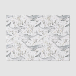 Papel De Seda Baleias de Cinza Oceânica