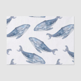 Papel De Seda Baleias jubarte em aquarela