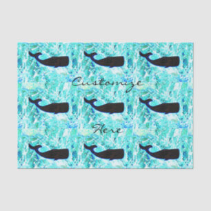 Papel De Seda baleias negras Thunder_Cove azul