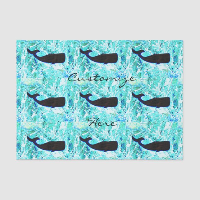 Papel De Seda baleias negras Thunder_Cove azul (Frente )