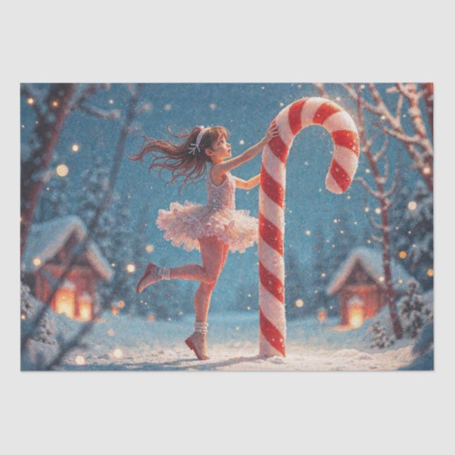 Papel De Seda Ballerina Anime Girl & Candy Cane Christmas (Frente )