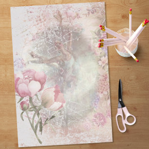 Papel De Seda Ballerina Dançando - Dissociação Floral Rosa-Ro