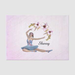 Papel De Seda Ballerina em nome pessoal azul a rosa