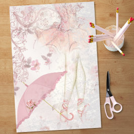 Papel De Seda Ballerina en Pointe Pink Parasol