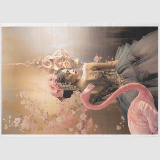 Papel De Seda Ballerina & Flamingo Fairy Tale Fantasy, dissociaç (Frente )