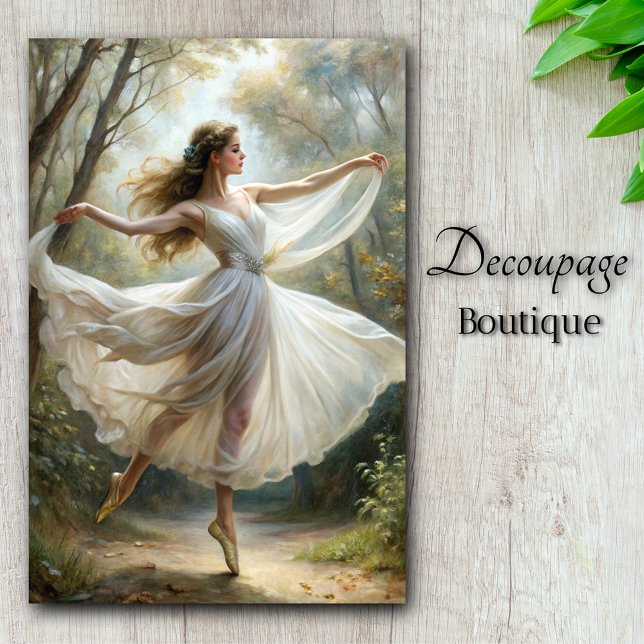 Papel De Seda Ballet Florestal Graça Etérea Decoupage (Ethereal Grace: Forest Ballet Decoupage Tissue Paper)
