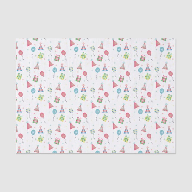 Papel De Seda Balões de Chapéu de Aniversário Apresentam Padrão  (Frente )