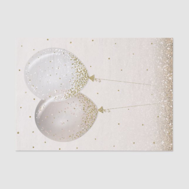 Papel De Seda Balões do Partido Glitter Dourados Rosa, Esparsos (Frente )