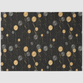 Papel De Seda Balões Negros e Dourados Elegantes