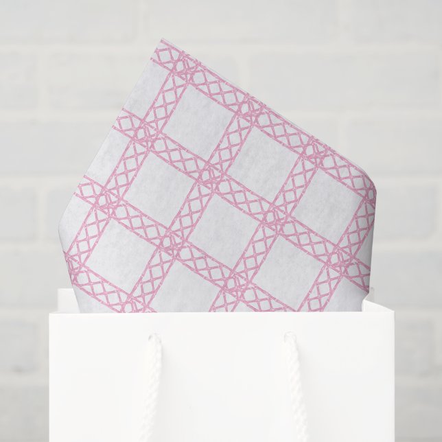 Papel De Seda Bambu Rosa e Branco em Aquarela (Sacola de presentes)