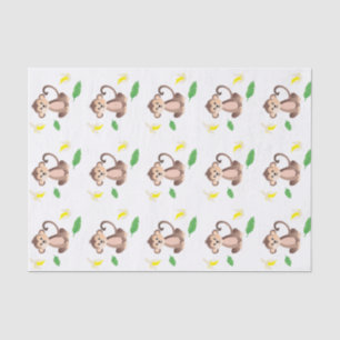 Papel De Seda Banana Tropical Selva de Macacos
