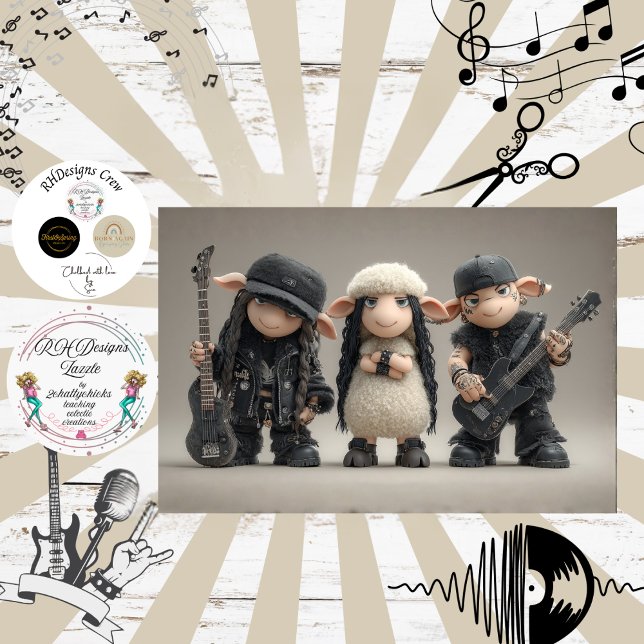 Papel De Seda Banda Punk de Ovelhas Desconstruídas com Pelo e Pe (Criador carregado)