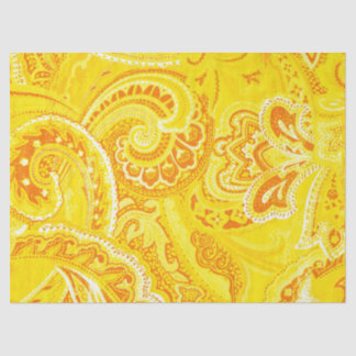 Papel De Seda Bandanna/Bandana retros amarelos de Paisley
