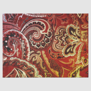 Papel De Seda Bandanna retro chique vermelho de Paisley do hippy