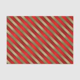 Papel De Seda Bandas de Diagonal Vermelhas, Douradas e Verdes