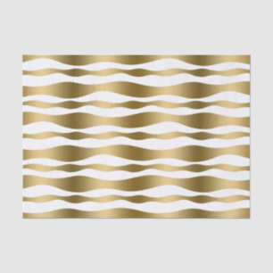 Papel De Seda Bandas de Zebra Brancas e Douradas Modernas