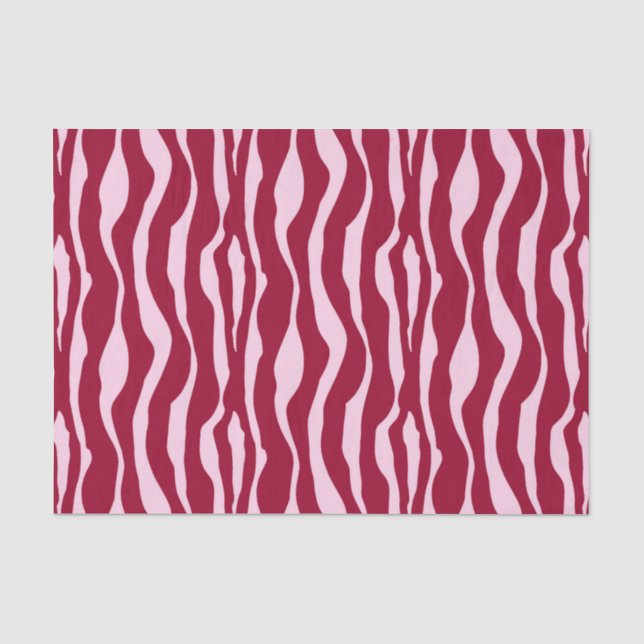 Papel De Seda Bandas-zebra - Borgonha e Rosa (Frente )