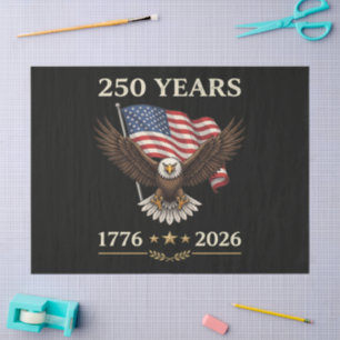 Papel De Seda Bandeira Americana Águia 250 Anos 1776 2026