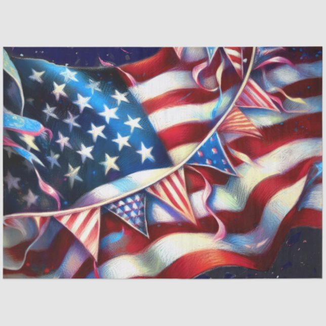 Papel De Seda Bandeira Americana com Patriótico Bunting (Frente )